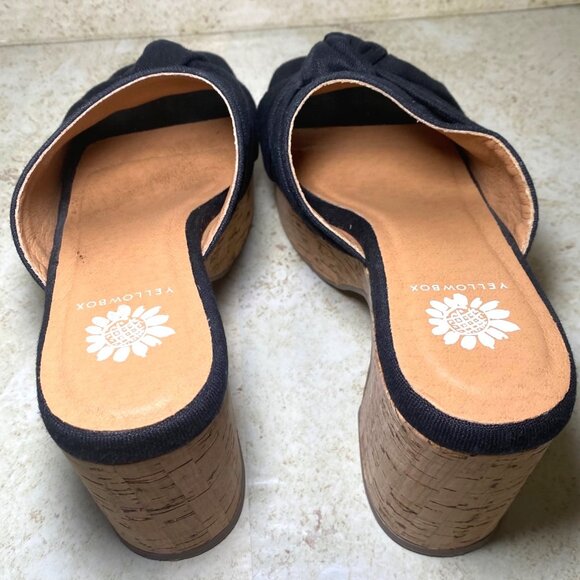 Yellow Box Black Knotted Wedge Heel Sandals Cork Platform & Heel Womens Sz 7 - Picture 4 of 8